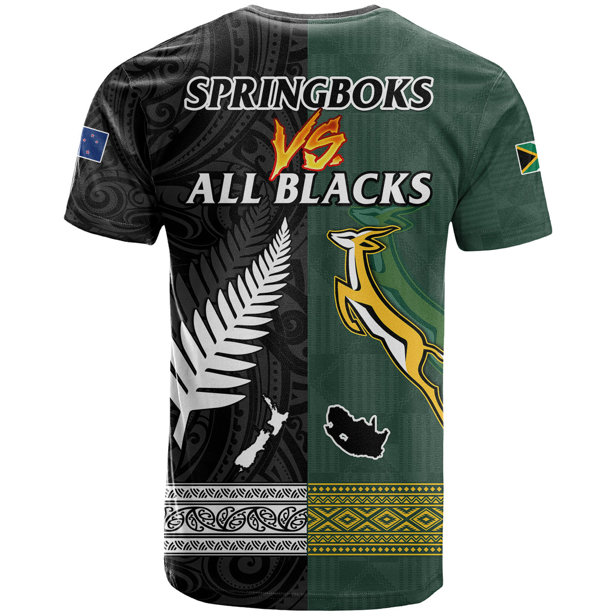 South Africa Protea and New Zealand Fern T Shirt Rugby Go Springboks vs All Black Ver.03 LT8 - Polynesian Pride