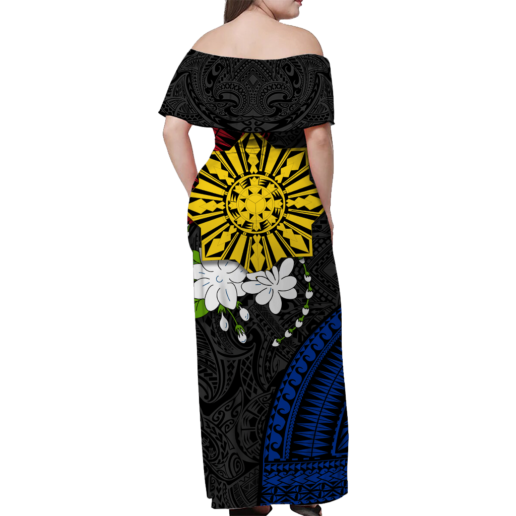 Philippines Sampaguita Filipino Sun Women Off Shoulder Dress - LT12 - Polynesian Pride