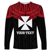 (Custom Personalised)Wallis And Futuna Pride Long Sleeve Shirt - LT12 Unisex Red - Polynesian Pride