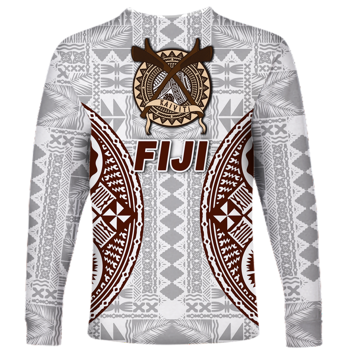 Fiji Kaiviti Tapa Pattern Long Sleeve Shirt - LT12 - Polynesian Pride