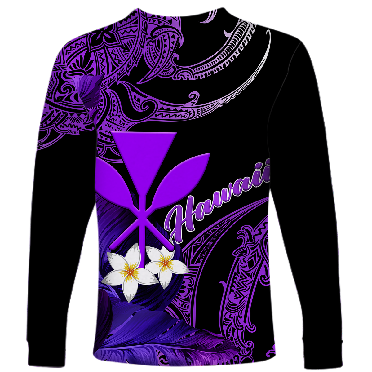 Hawaii Turtle With Plumeria Leaf Purple Long Sleeve Shirt - LT12 - Polynesian Pride