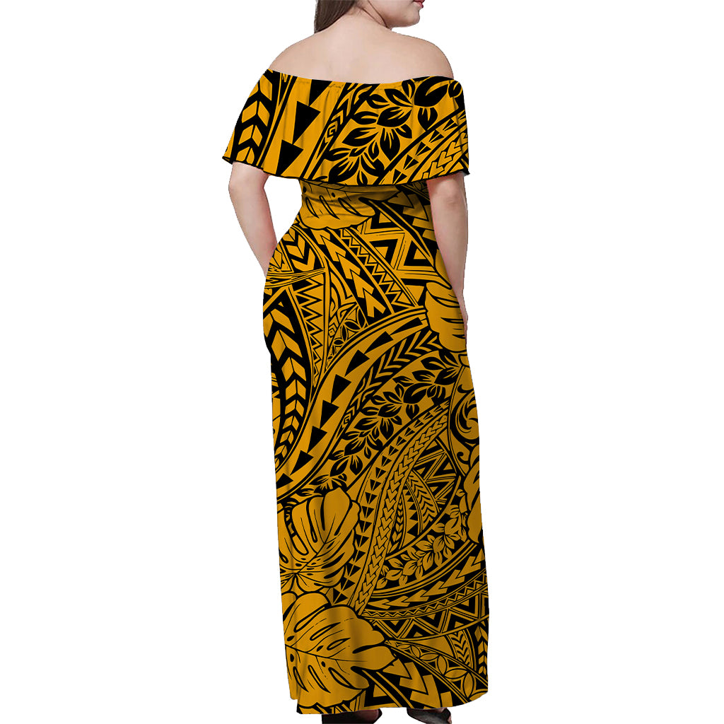 Matching Hawaiian Outfits For Couples Polynesian Tribal Art Gold LT14