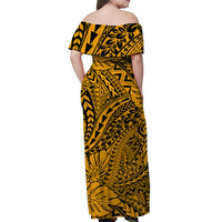 Matching Hawaiian Outfits For Couples Polynesian Tribal Art Gold LT14
