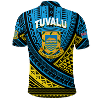 Tuvalu Polo Shirt 44th Independence Anniversary Tribal Pattern LT12 - Polynesian Pride