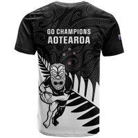 New Zealand Silver Fern Rugby T Shirt All Black Go Champions Maori Pattern LT14