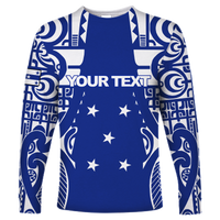 (Custom Personalised) Gambier Islands Tribal Long Sleeve Shirt - LT12 Unisex Blue - Polynesian Pride