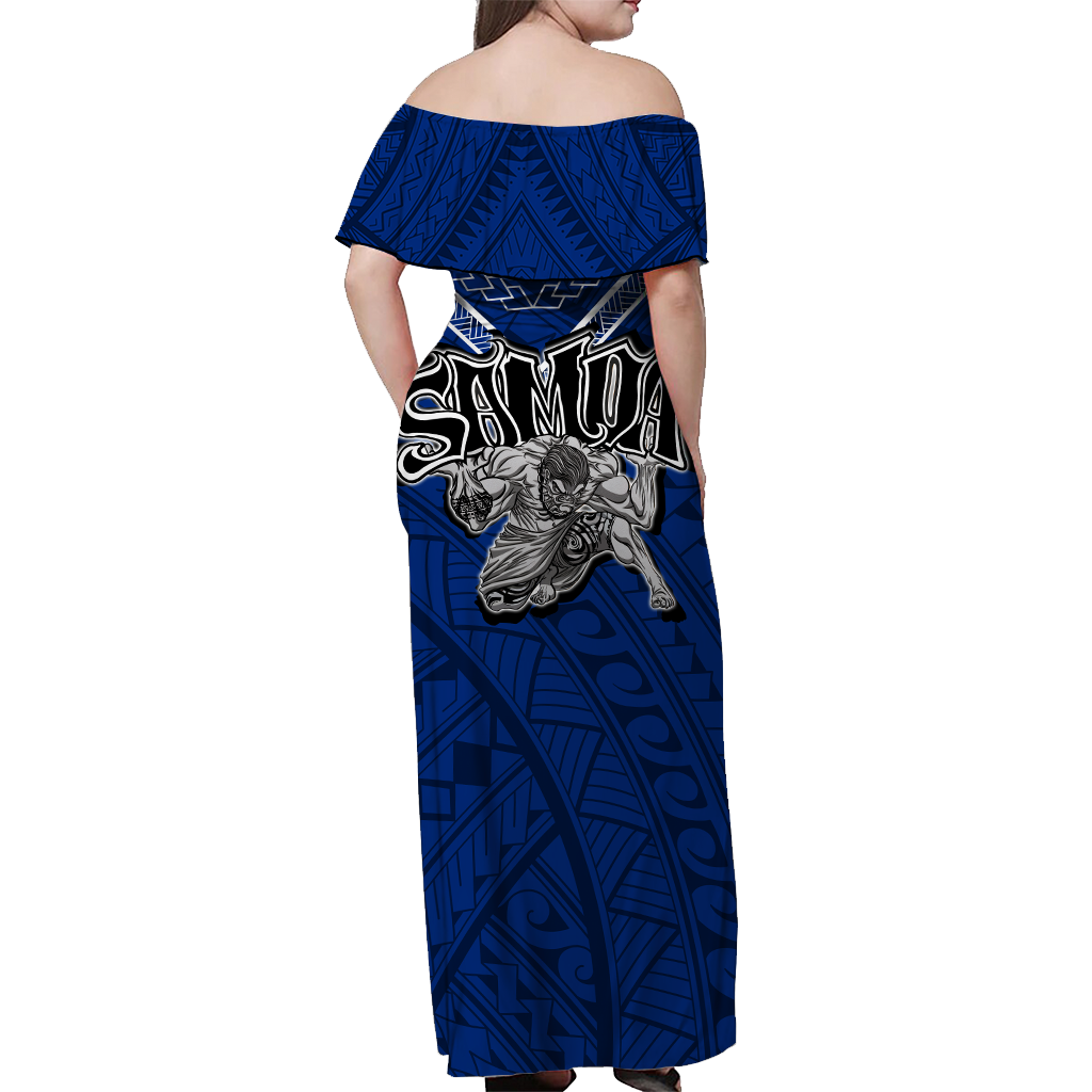 Toa Samoa Rugby Off Shoulder Long Dress - Samoan Warrior Pride - LT12 - Polynesian Pride