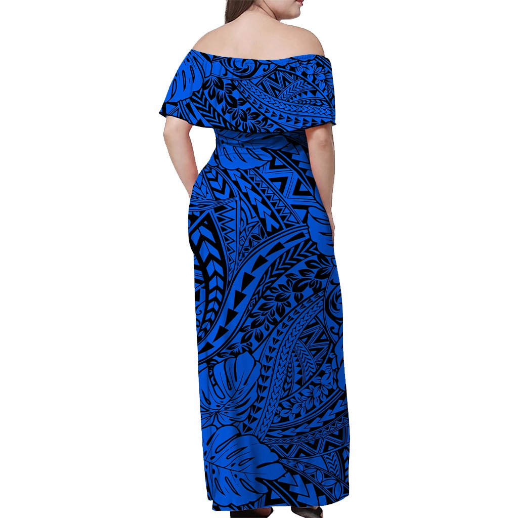 Matching Hawaiian Outfits For Couples Polynesian Tribal Art Blue LT14
