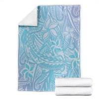 Baby Blue Gradient Polynesia Blanket Hawaiian Tribal Hammerhead Shark Tattoo LT14