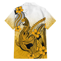 Gold Hawaii Family Matching Outfits Mermaid Dress And Hawaiian Shirt Polynesian Shark Tattoo LT14 - Polynesian Pride
