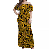 Polynesian Pride Hawaiian Shirt Polynesia Tribal Tattoo Plumeria Gold LT14 Women Gold - Polynesian Pride
