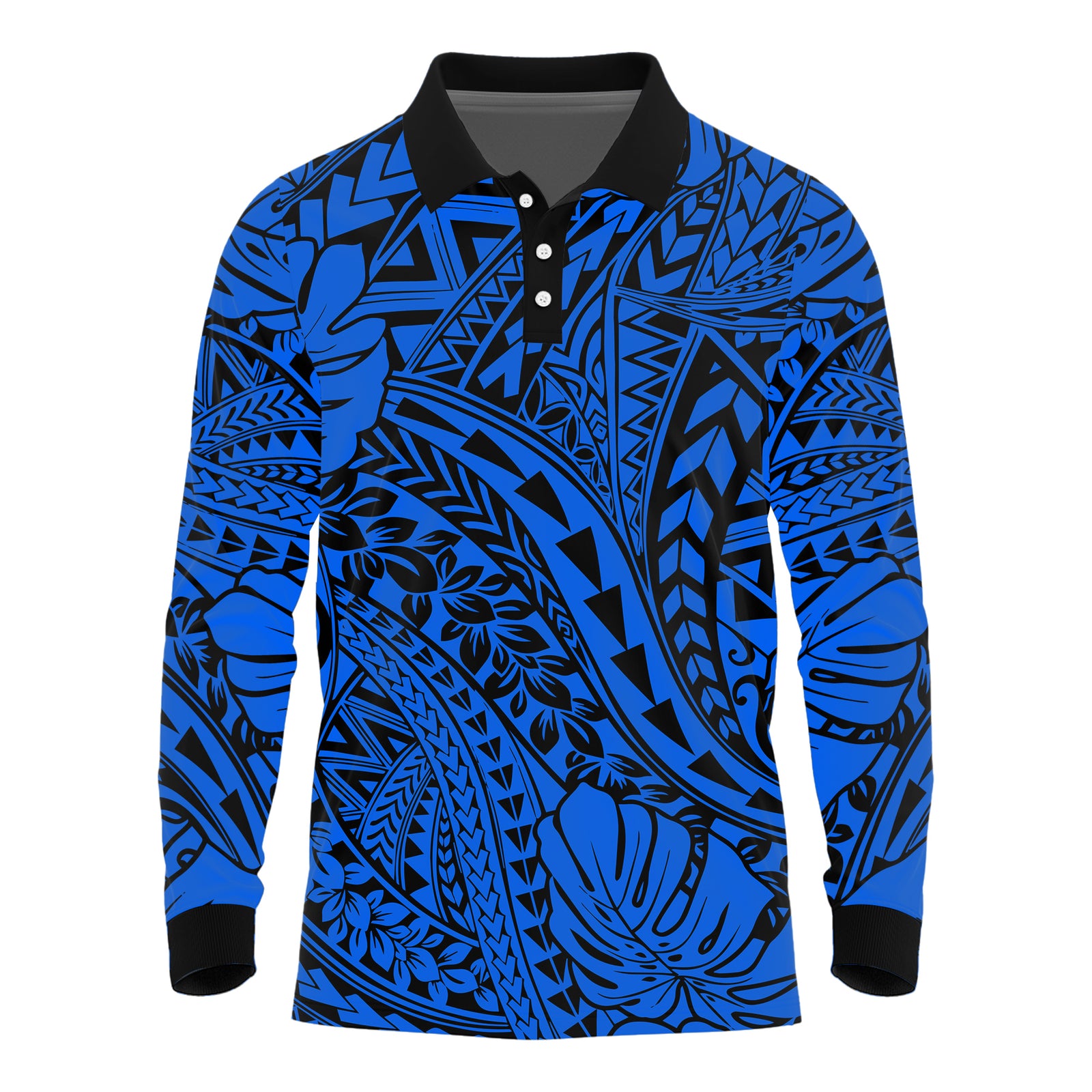 Personalised Hawaii Long Sleeve Polo Shirt Polynesian Tribal Art Ver.04 LT14