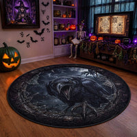 3D Illusion Halloween Hawaiian Alala Crow Round Carpet LT05 - Polynesian Pride