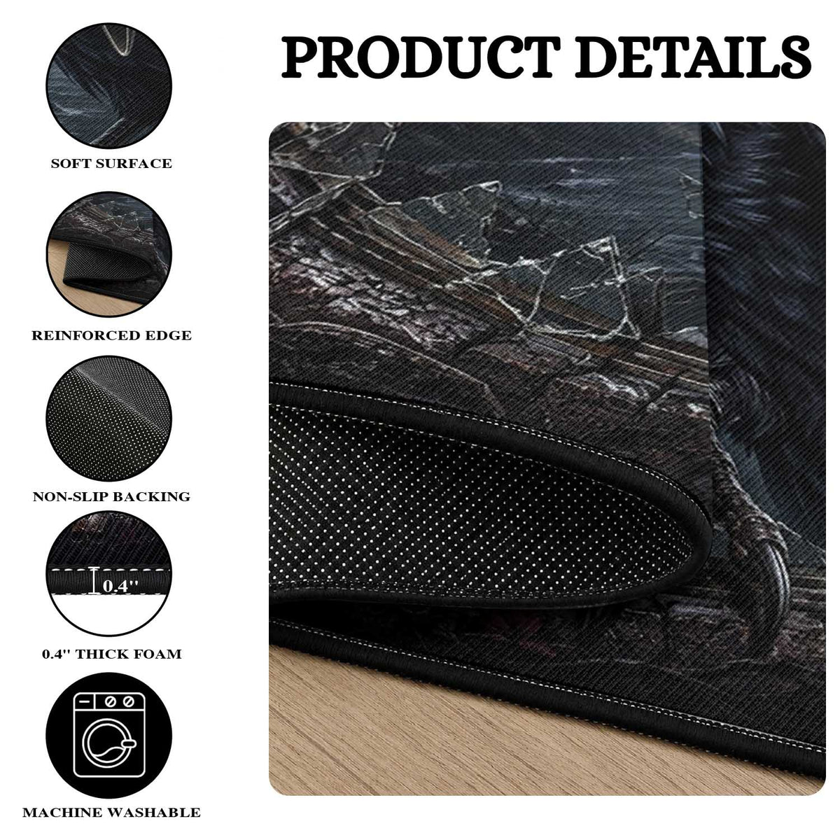 3D Illusion Halloween Hawaiian Alala Crow Round Carpet LT05 - Polynesian Pride