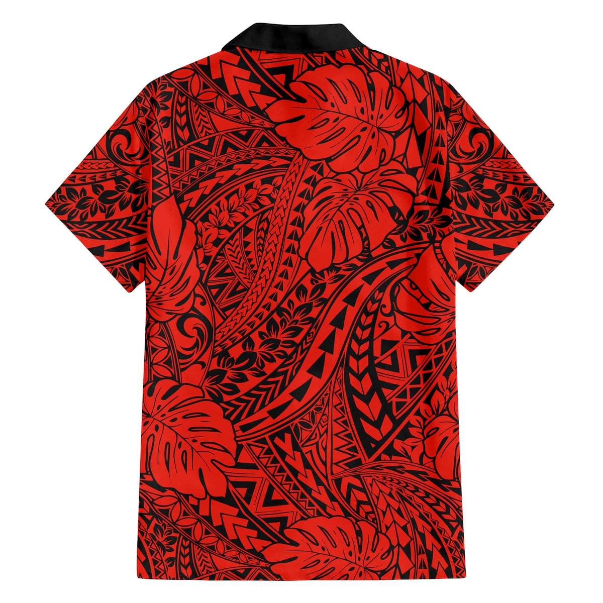 Red Hawaii Family Matching Off Shoulder Long Sleeve Dress And Hawaiian Shirt Tribal Art LT14 - Polynesian Pride