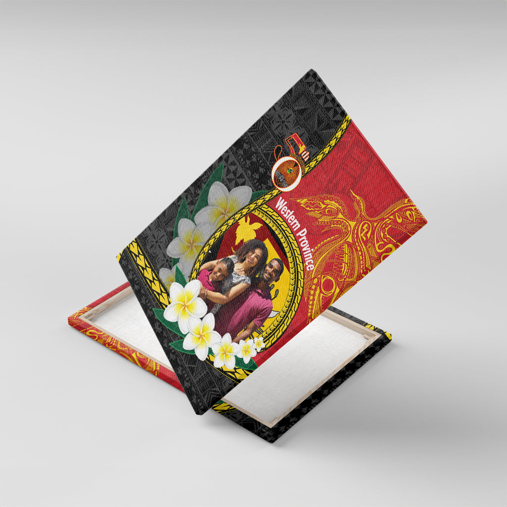 Custom Photo Papua New Guinea Provinces Canvas Wall Art 50th Anniversary Plumeria PNG Provinces Flag CTM14