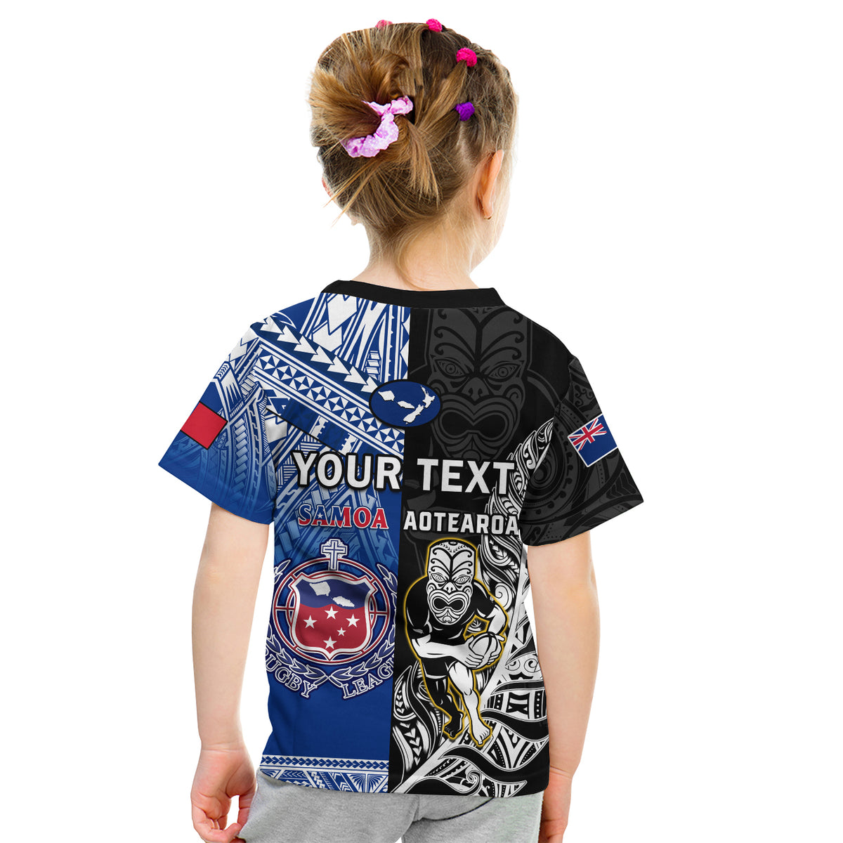 Custom All Black and Toa Samoa Rugby T Shirt NZ Maori Fern Mix Polynesian LT14 - Polynesian Pride