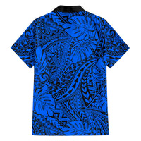 Blue Hawaii Family Matching Off Shoulder Long Sleeve Dress And Hawaiian Shirt Tribal Art LT14 - Polynesian Pride