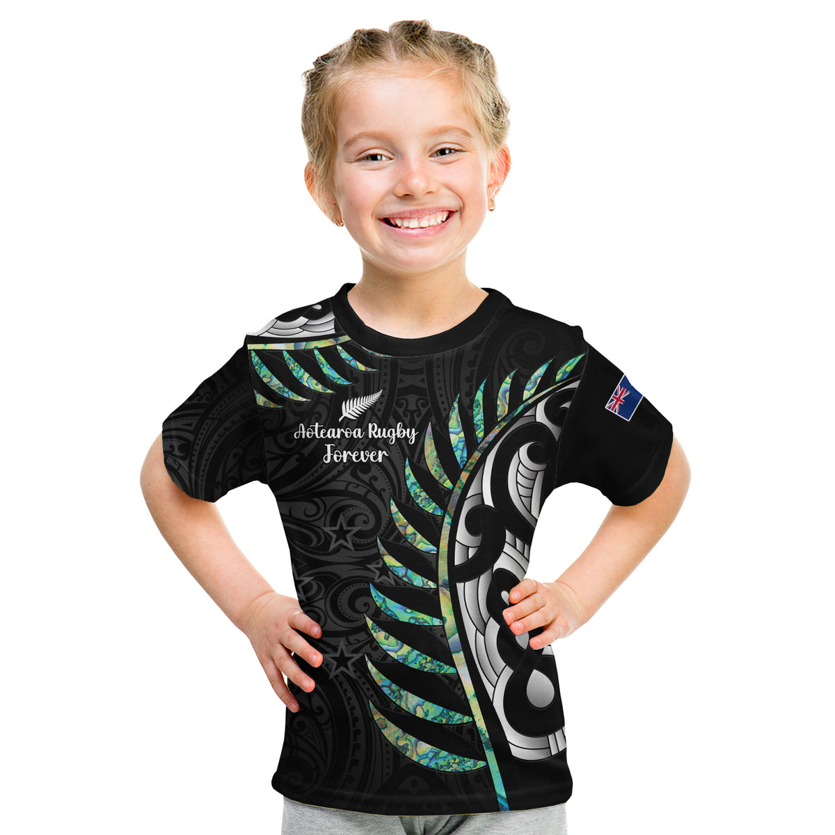 Personalised New Zealand Fern Rugby T Shirt Aotearoa Forever Champions Trophy LT14 - Polynesian Pride