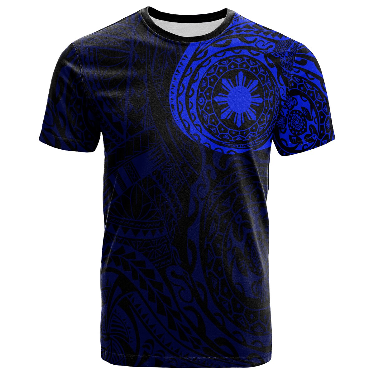 Philippines Polynesian T-Shirt - Polynesian Tattoo Style Adult Blue - Polynesian Pride