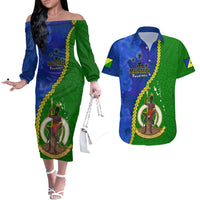 Vanuatu Malampa Province Matching Hawaiian Shirt and Dress Turtle Sand Drawing Unique Tapa LT14 Green - Polynesian Pride