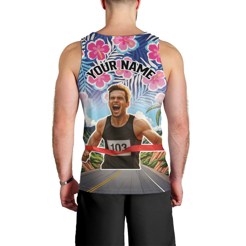 Custom Race Bib and Photo Marathon Nature and Tropical Style Men Tank Top