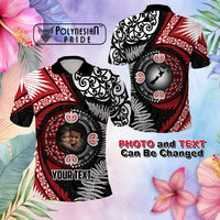 Custom Photo Tonga and New Zealand Together Polo Shirt Ngatu Art Tribal Maori Tattoo and Silver Fern CTM03 Multicolor - Polynesian Pride