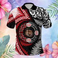Custom Photo Tonga and New Zealand Together Polo Shirt Ngatu Art Tribal Maori Tattoo and Silver Fern CTM03 - Polynesian Pride