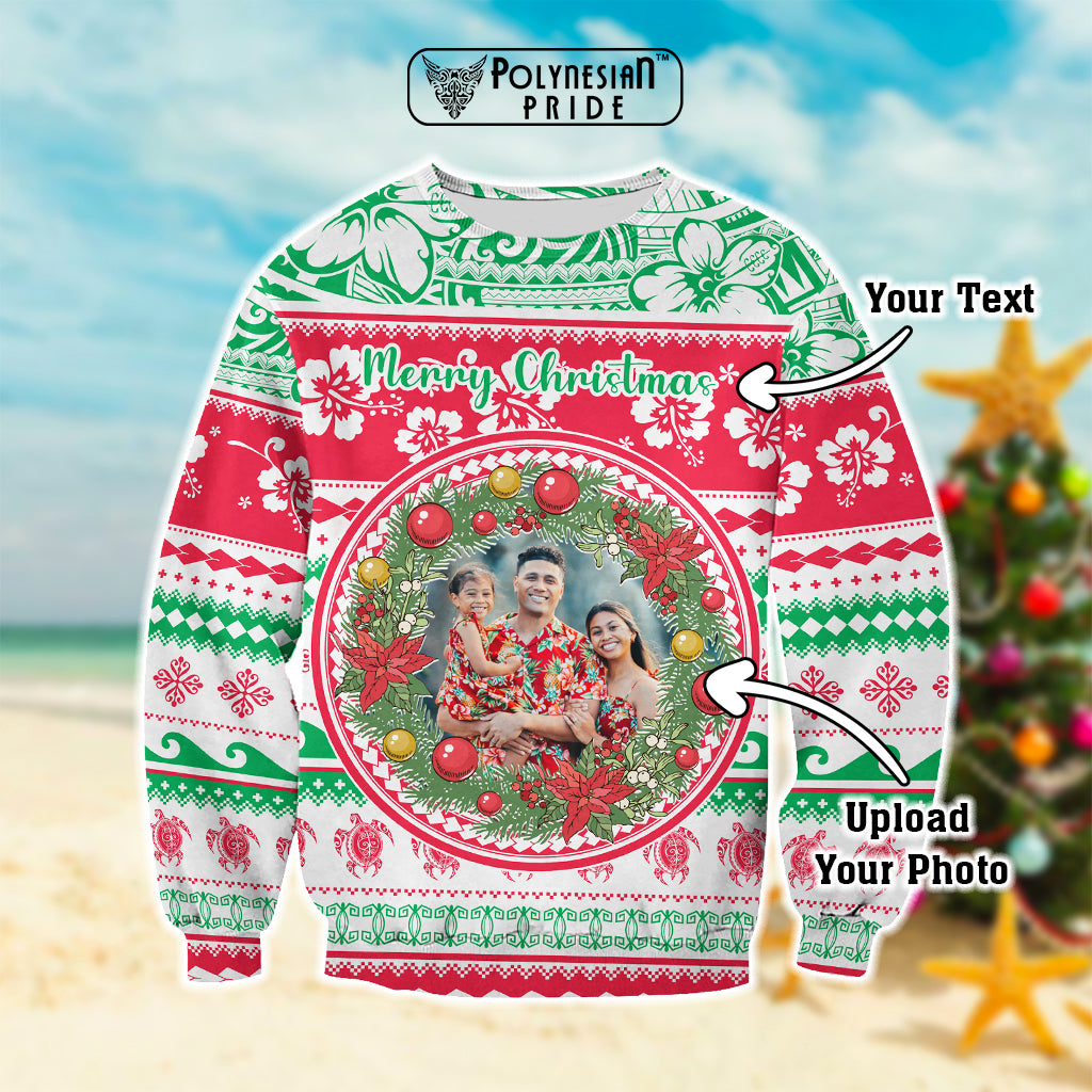Custom Photo Polynesian Christmas Sweatshirt - Polynesian Pride