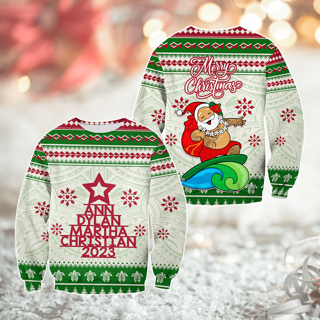 Custom Polynesian Sweatshirt Family Names Xmas Tree