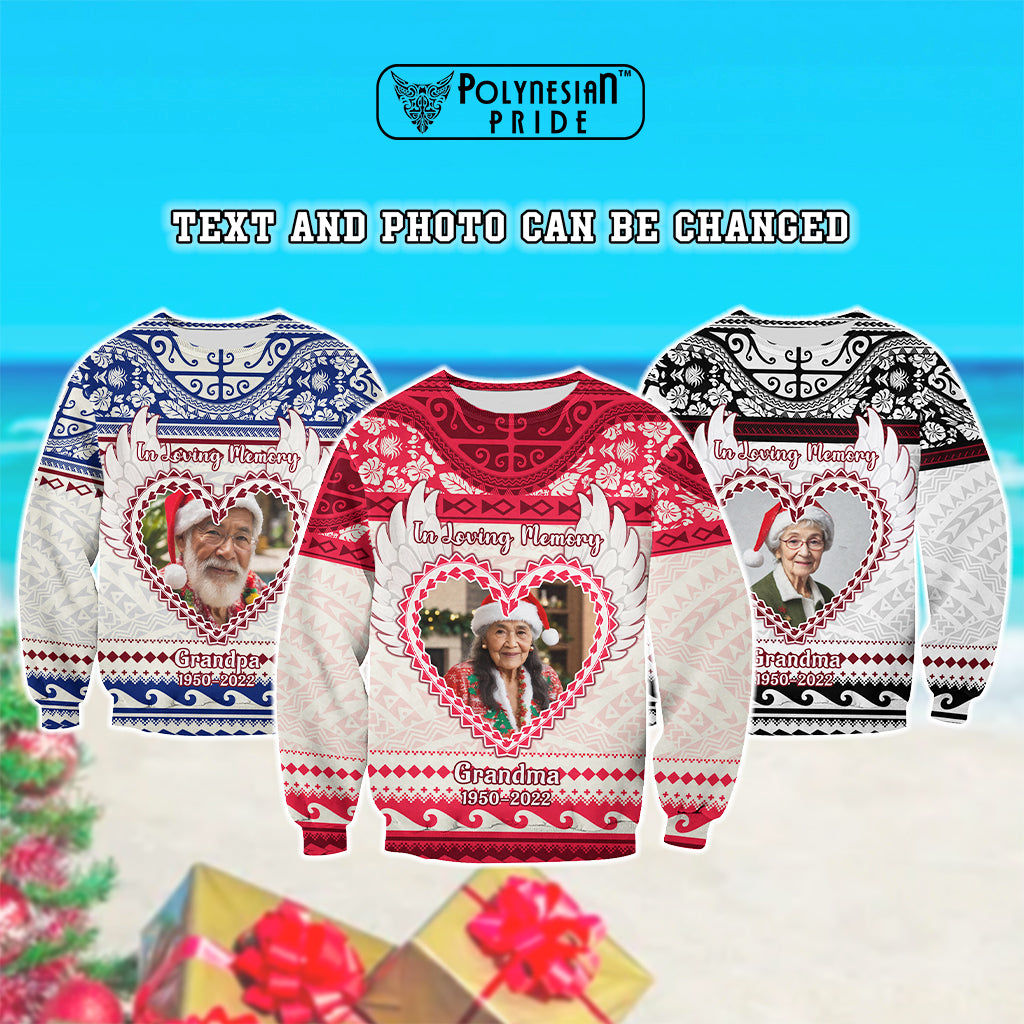 Custom Photo Polynesian Sweatshirt Memorial All I Want For Xmas Is You