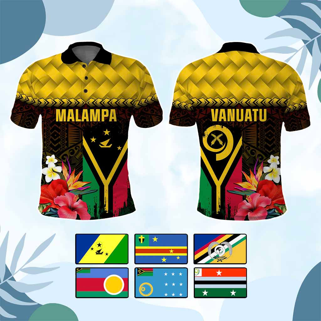Custom Vanuatu Provinces Day Polo Shirt Polynesian Tribal Pattern Mix Flag