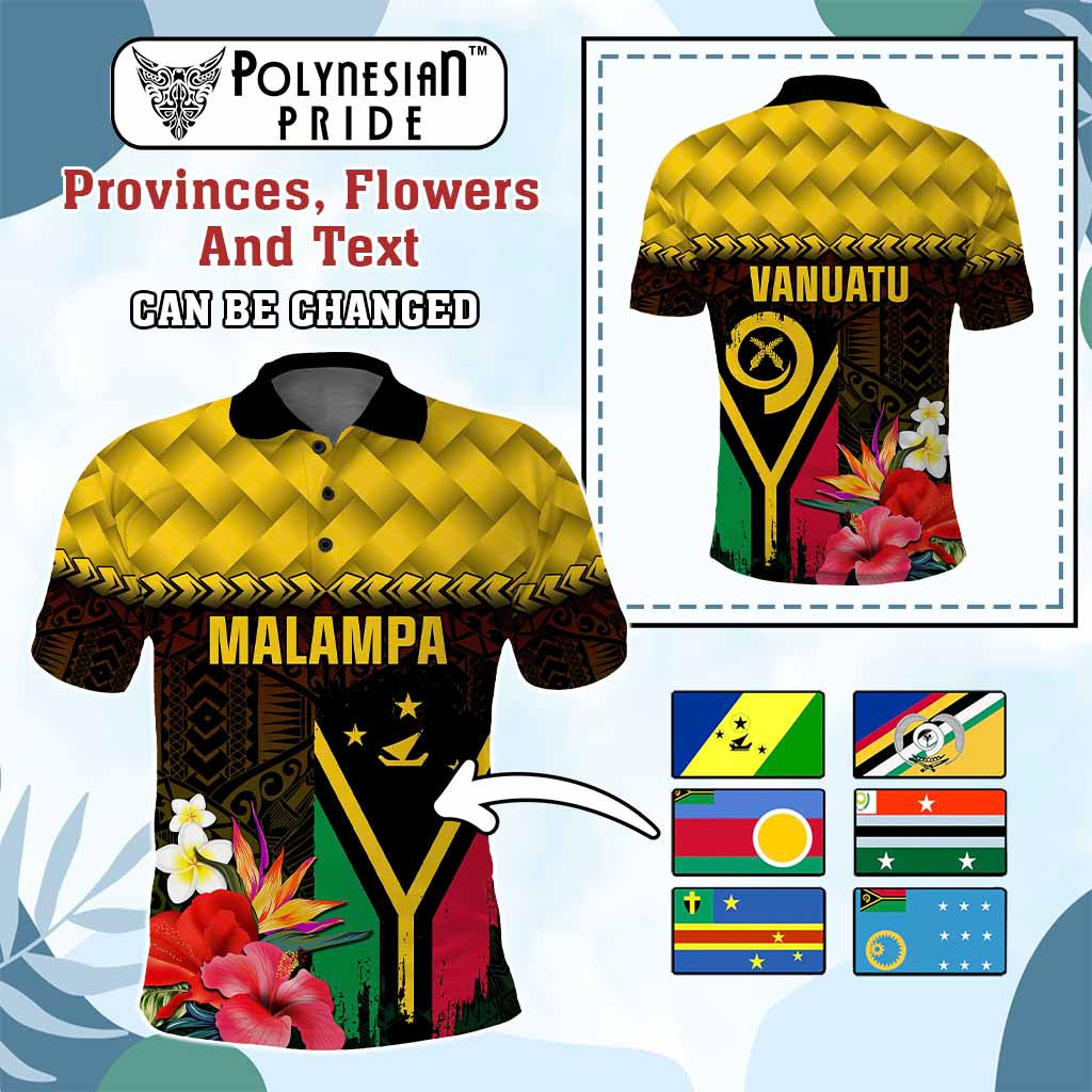 Custom Vanuatu Provinces Day Polo Shirt Polynesian Tribal Pattern Mix Flag