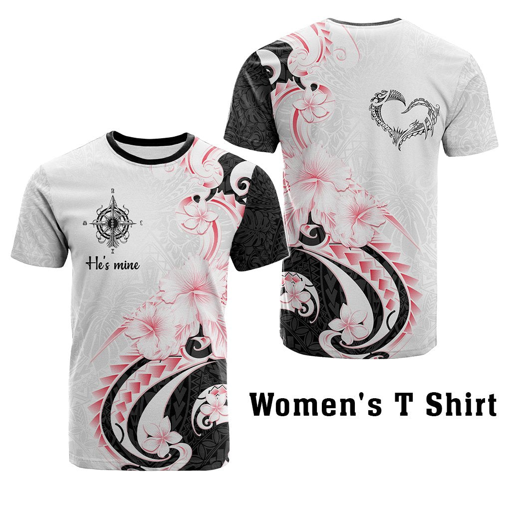 Custom Polynesian Couple National Spouses Day T shirt Compass Hibiscus Flowers
