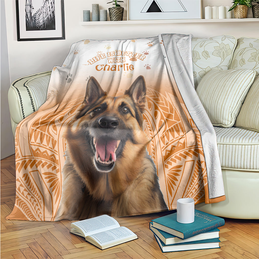 Custom Pet Photo Life Is Better With - National Pet Day Blanket Polynesian Pattern