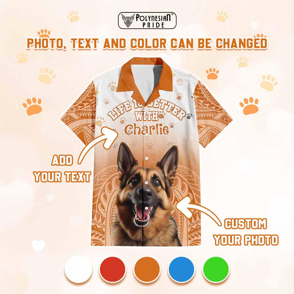 Custom Pet Photo Life Is Better With - National Pet Day Hawaiian Shirt Polynesian Pattern