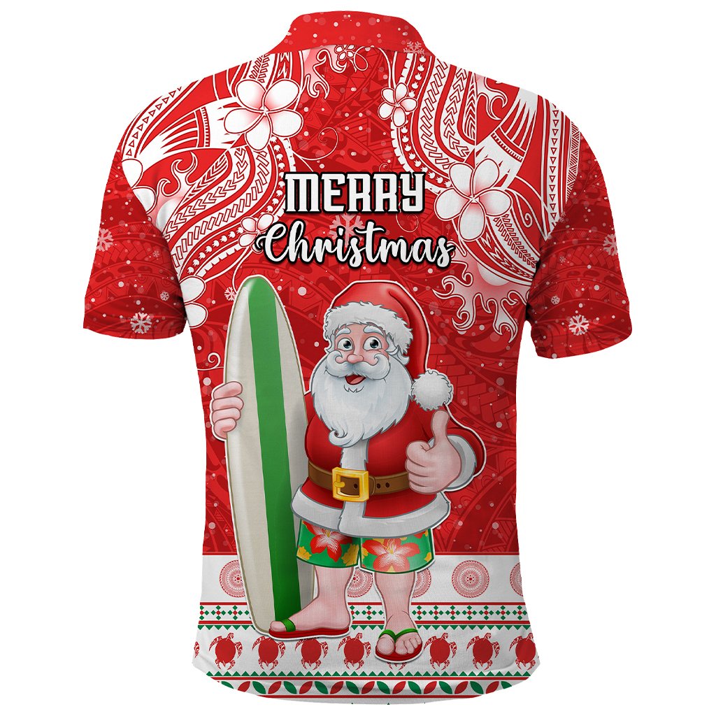 Custom Polynesian Countries Christmas Polo Shirt Santa Coat Of Arms - Polynesian Pride