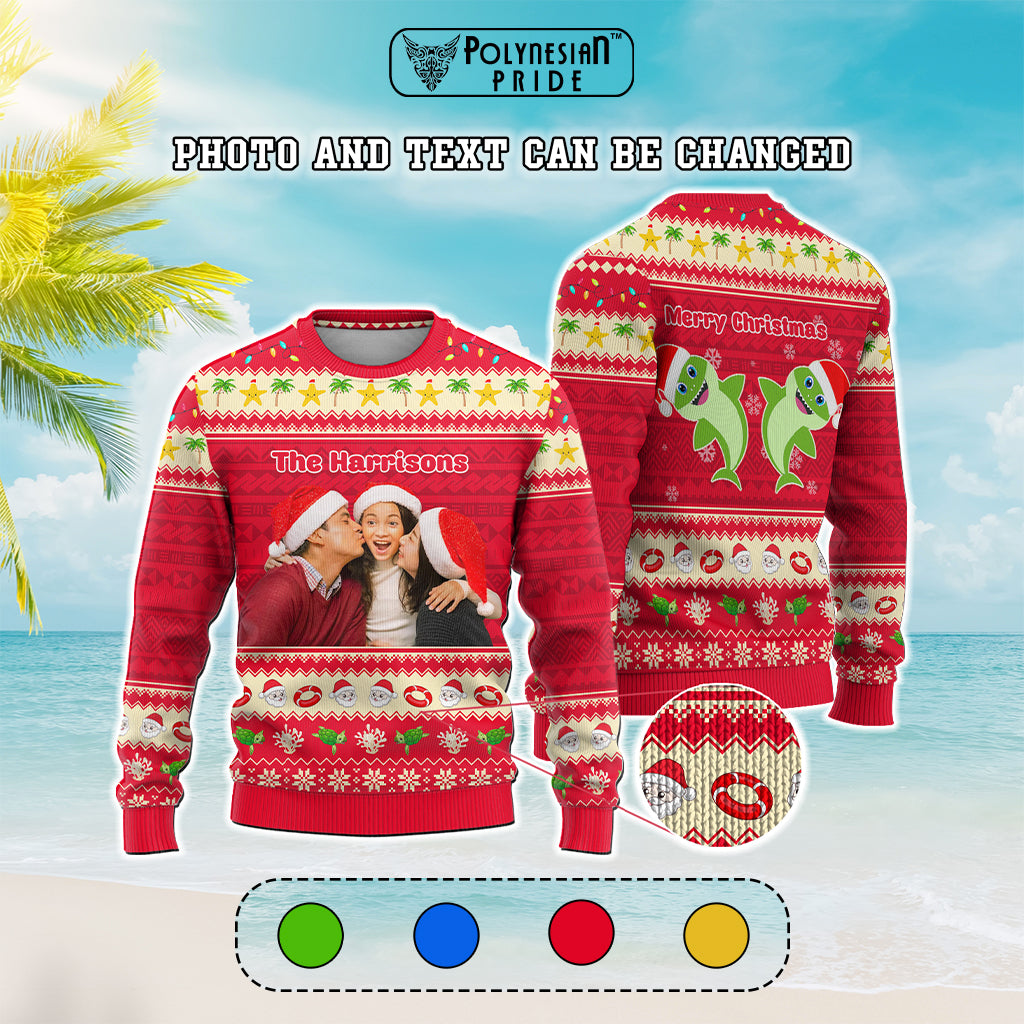 Custom Photo Polynesian Knitted Sweatshirt Beach Style