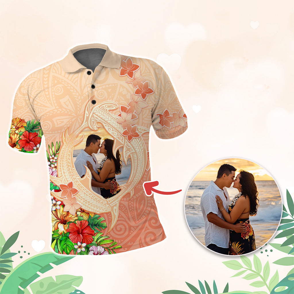 Custom Photo Polynesia Polo Shirt Polynesian Shark Pattern