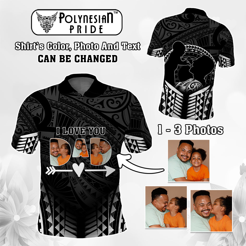 Custom Photo I Love You Dad Polo Shirt Father's Day Polynesian Pattern CTM05 - Polynesian Pride