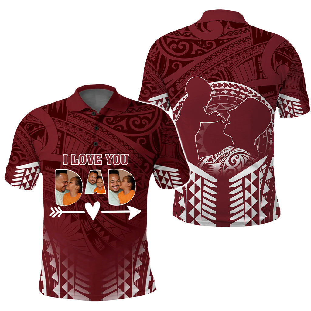 Custom Photo I Love You Dad Polo Shirt Father's Day Polynesian Pattern CTM05 - Polynesian Pride