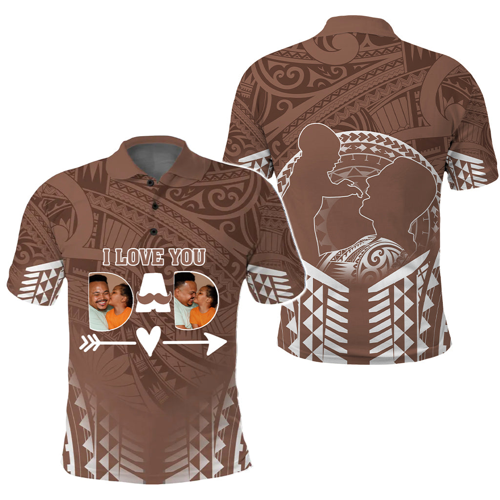 Custom Photo I Love You Dad Polo Shirt Father's Day Polynesian Pattern CTM05 - Polynesian Pride