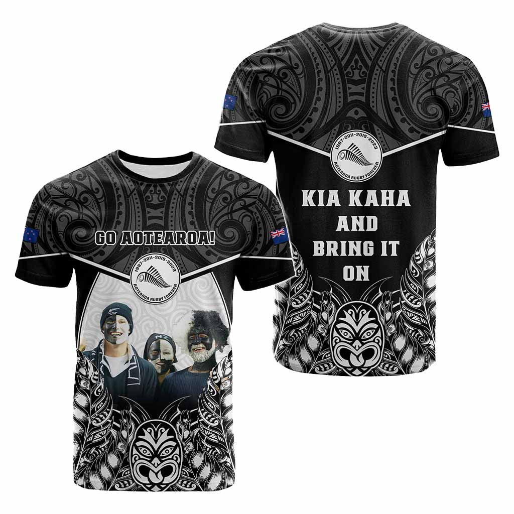 Custom Photo New Zealand Fern Rugby T Shirt Maori Pattern