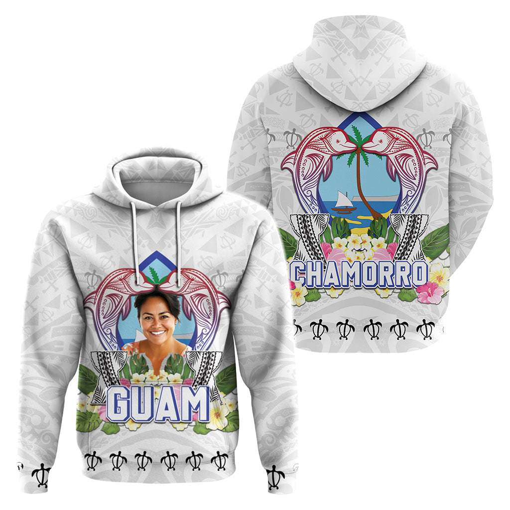 Custom Photo Guam Chamorro Hoodie Tribal Latte Stone With Dolphins