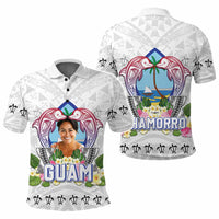 Custom Photo Guam Chamorro Polo Shirt Tribal Latte Stone With Dolphins