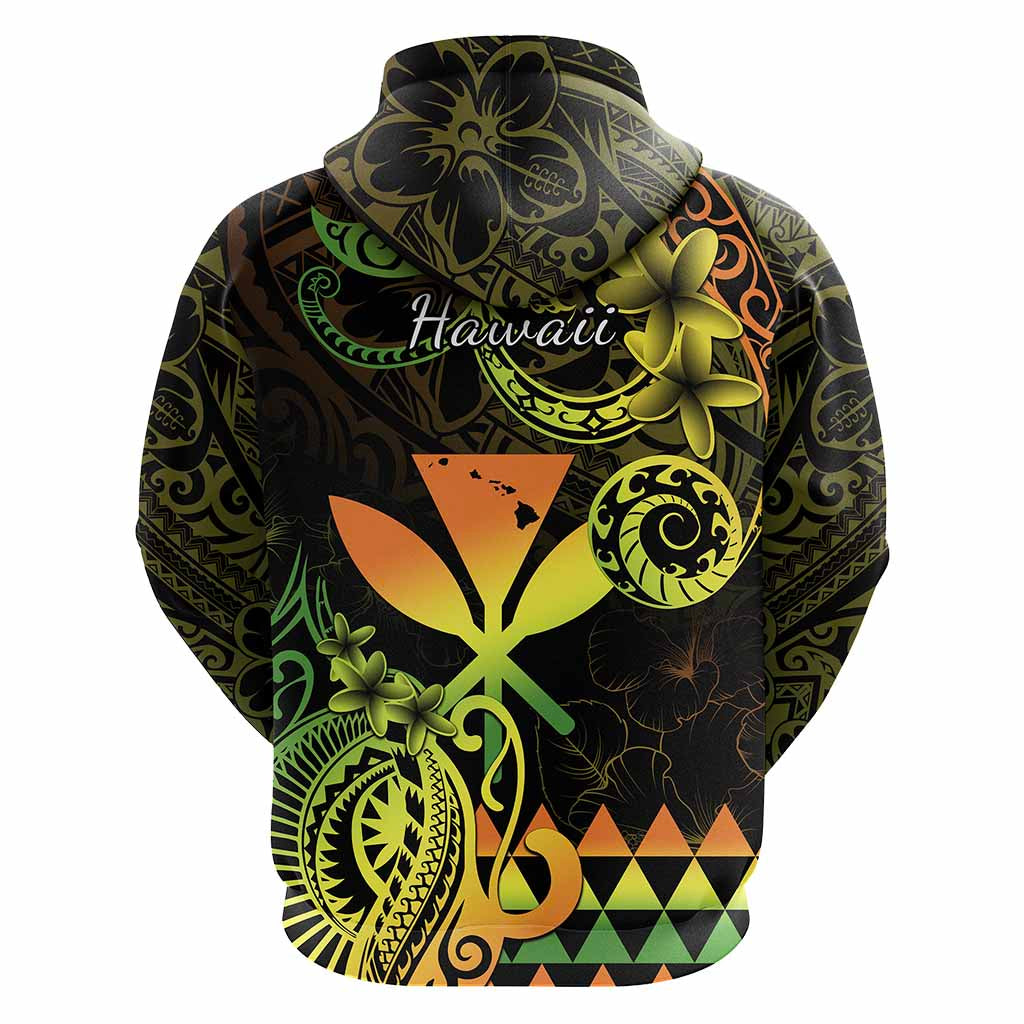 Custom Hawaii Symbols Hoodie Plumeria Kakau Polynesian Tribal