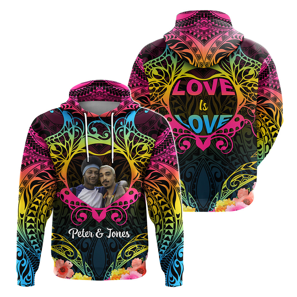 Custom Photo Happy Pansexual Pride Day Hoodie Love Is Love Polynesian Style
