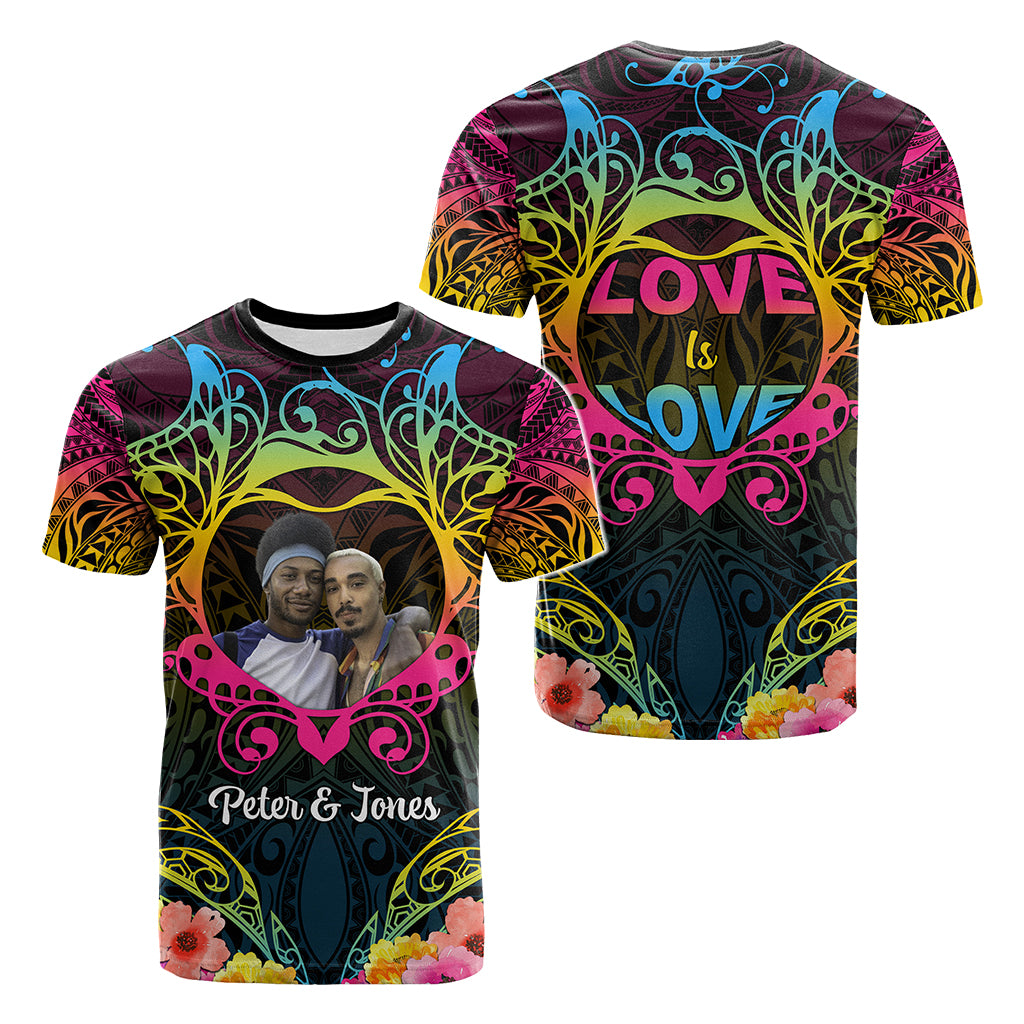 Custom Photo Happy Pansexual Pride Day T Shirt Love Is Love Polynesian Style