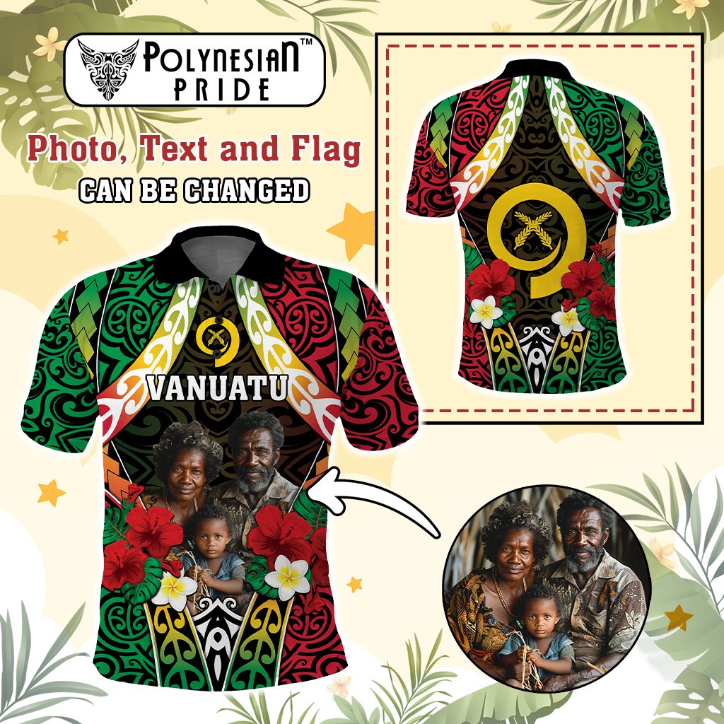 Custom Photo Vanuatu Children's Day Polo Shirt Pig Tusk Polynesian Pattern CTM05 - Polynesian Pride