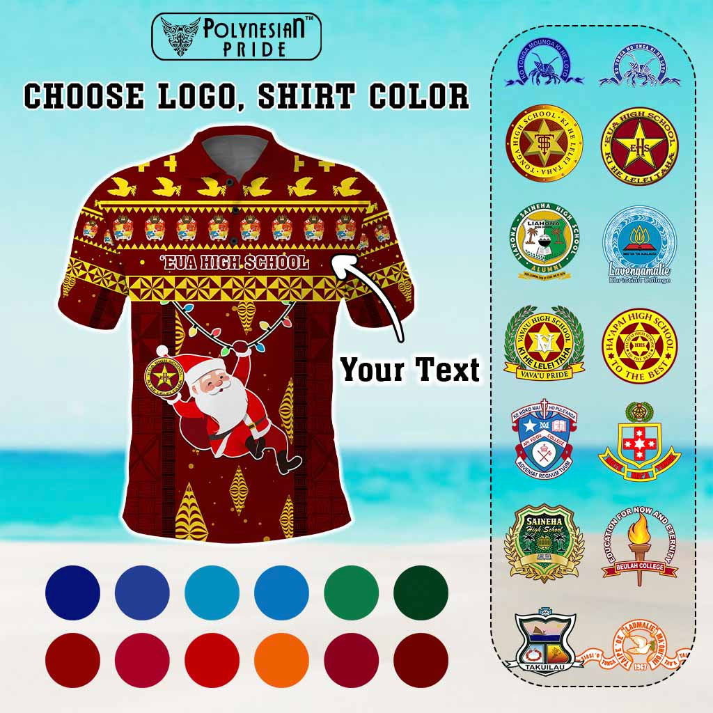 Custom Christmas Tonga Schools Polo Shirt Santa Claus Logo